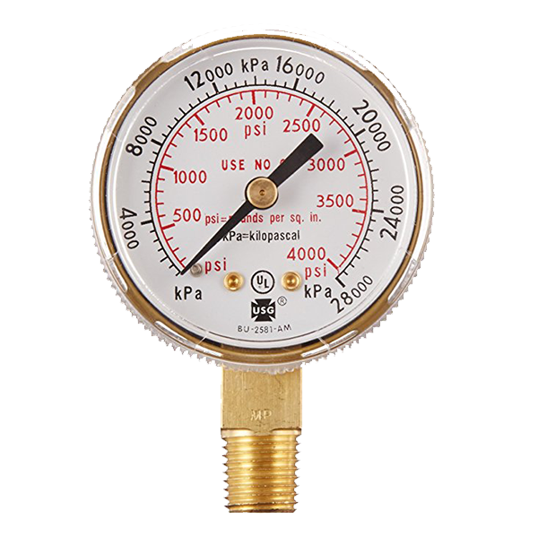 TurboTorch - Victor 2" 4000 psig Gold Tint Replacement Pressure Gauge - 1424-0019