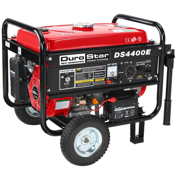 DuroStar - 4400W 7 HP Air Cooled OHV Gas Generator w/ Electric Start & Wheel Kit - DS4400E