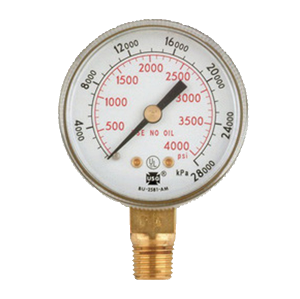 TurboTorch - Victor 2" 600 psig Gold Tint Pressure Gauge - 1424-0381