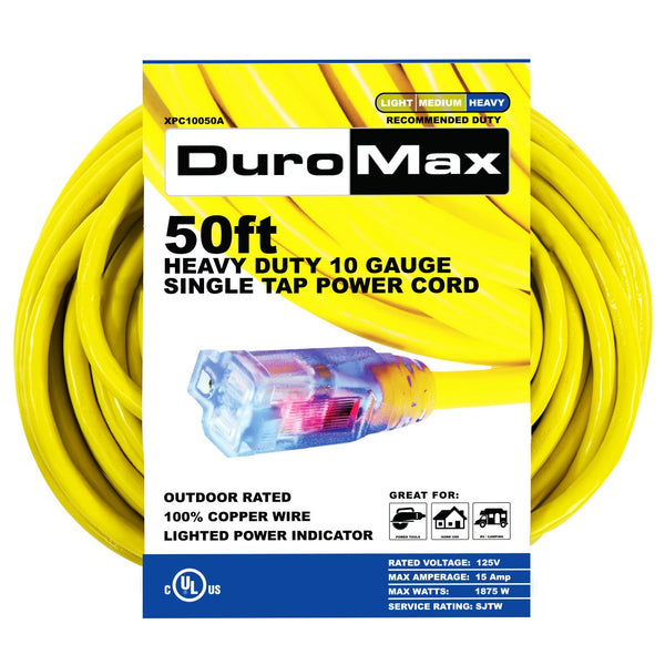 DuroMax - 50 ft 10 Gauge Single Tap Extension Power Cord - XPC10050A