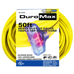 DuroMax - 50 ft 10 Gauge Triple Tap Extension Power Cord - XPC10050C