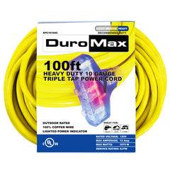 DuroMax - 100 ft 10 Gauge Triple Tap Extension Power Cord - XPC10100C