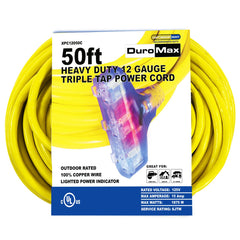 DuroMax - 50 ft 12 Gauge Triple Tap Extension Power Cord - XPC12050C